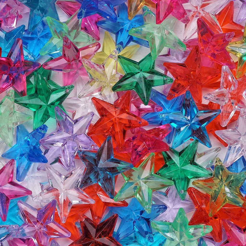 Plastic Stars - Gemstones and Crystals - Pack of 160pcs Vase Filler - Jewels for Crafts - Fish Tank Rocks - Sensory Bin Filler - Gems for Crafting - Fake Ice - Aquarium Stones - Multicolored