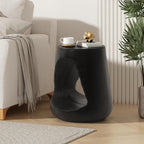 14.5" Vintage Magnesium Oxide (MGO) Side Table, MGO Hollow Side Table, Small Accent Table Bedside Table Nightstand for Living Room Bedroom Balcony No Assembly