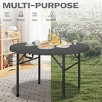 DWVO 48 Inch Folding Table for Outdoor/Indoor, Round Folding Table w/Sturdy Metal Frame, Lightweight Yet Thick Table Top Ideal for Patio Backyard Dining Room Events, Black