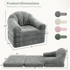 Yaheetech 93" Folding Sofa Bed Convertible Sofa 2 in 1 Sleeper Chair Bed Foldable Couch with Handle Chenille Couch for Living Room, Bedroom, Apartment Gray