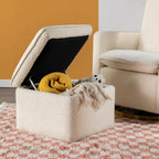 Babyletto Cali Storage Ottoman in Ivory Boucle, Greenguard Gold Certified