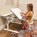 Mount-It! Kids Adjustable Desk with Tilting Desktop, Height Adjustable Study Table with Storage Drawer, Ergonomic Desk for Writing, Drawing & Homework, 31.5" x 26" Desktop Size (Gray)
