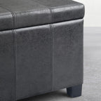 SIMPLIHOME Dover Storage Ottoman Bench - 36 inch Wide Upholstered Vegan Leather Rectangle Storage Ottoman Bench in Distressed Graphite Black, Contemporary Ottoman for Living Room with Lift-Up Lid