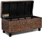 BIRDROCK HOME Hand-Woven Abaca Seagrass 36" Storage Bench with Lift-Top Lid (Brown Wash)