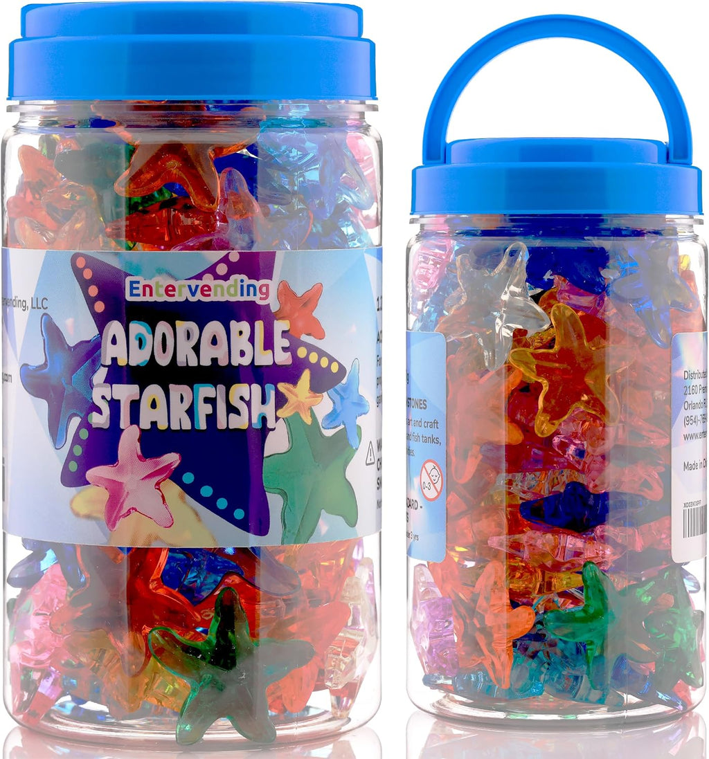 Starfish Decor - Gemstones and Crystals - About 80pcs - Vase Filler - Jewels for Crafts - Fish Tank Rocks - Sensory Bin Filler - Gems for Crafting - Fake Ice - Starfish for Crafts - Multicolored