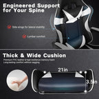 Xcity Gaming Chair, Height Adjustable Desk Chair with 90°-155° Reclining Backrest & Footrest,Ergonomic Computer Chair Supports Up to 330 lbs for Gamer, Office and Home (Black & White)