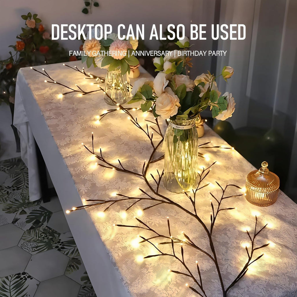 Enchanted Willow Vine Lights for Wall - 1.5m (5ft) with 72 LEDs, 8-Mode led Twinkling Tree Branch Light for Living Room, Bedroom Home Decor, Holiday Decor and Party Ambiance, Yellow