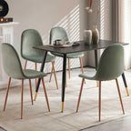 Howtek Dining Chairs Set of 4, Mid Century Modern Green Velvet Upholstered Fabric Kitchen Chairs with Backrest & Metal Legs for Living Room, Dining Room, Vanity - Green