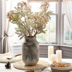 SIDUCAL Rustic Ceramic Farmhouse Flower Large Vase, Whitewashed Terra Cotta Vase, Pottery Decorative Flower for Home Decor, Table, Living Room Decoration, Shelf Decor, Mantel, 9.5 Inch, Terra