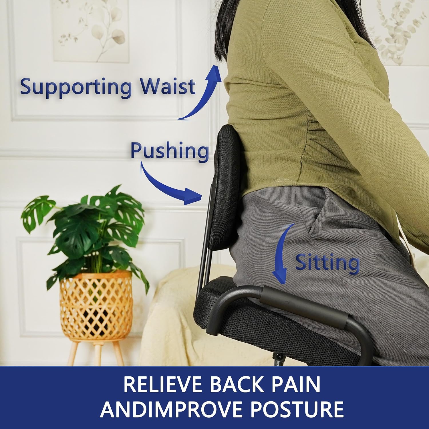 Ergonomic Kneeling Chair with Back Support and Foot Pedals — Adjustable Posture Stool for Back Pain Relief, Rolling Kneeling Chair for Home & Office, Extra Comfort Cushion, Angled Design