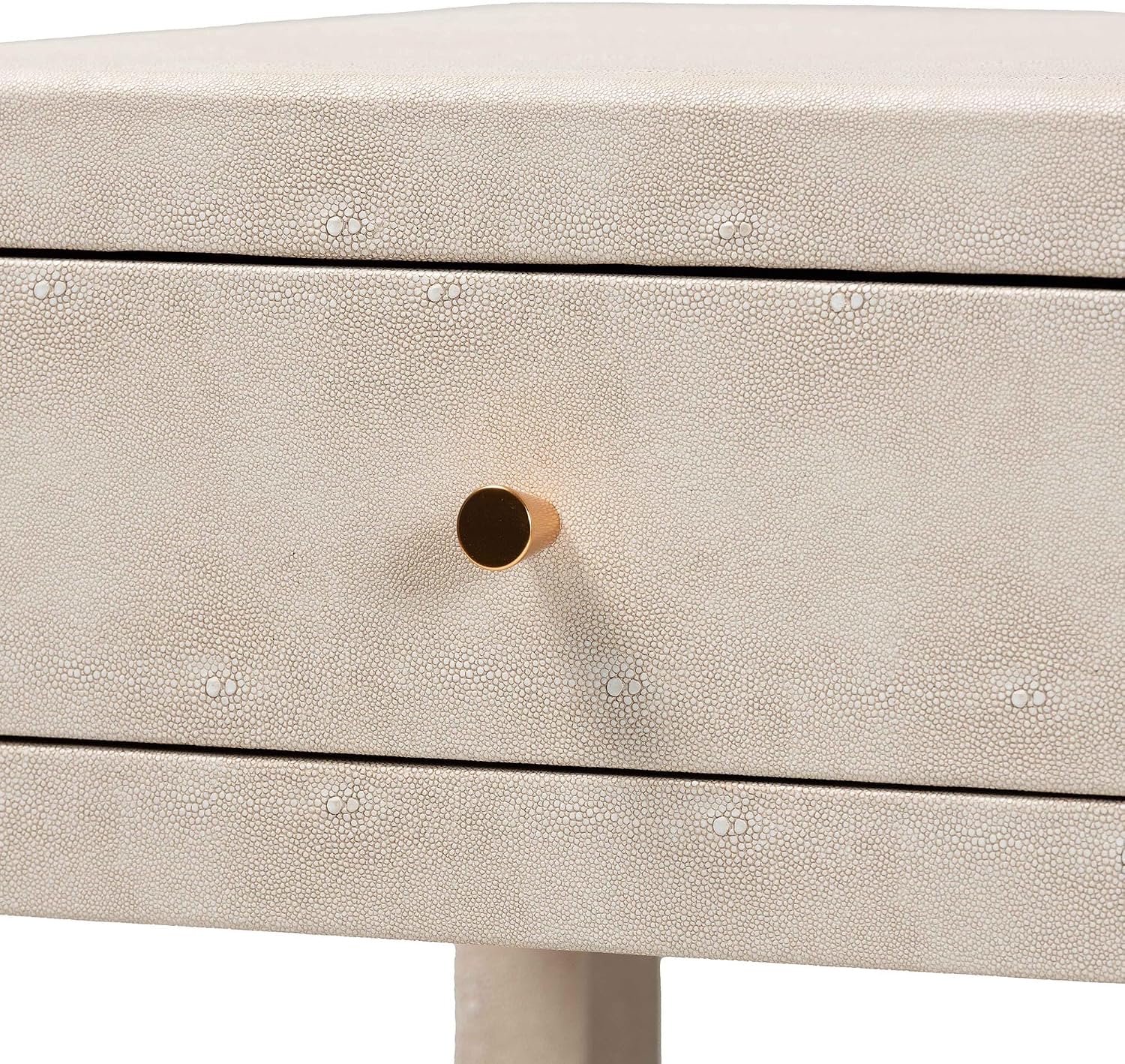 Baxton Studio Dansby Modern Beige Faux Shagreen 1-Drawer End Table
