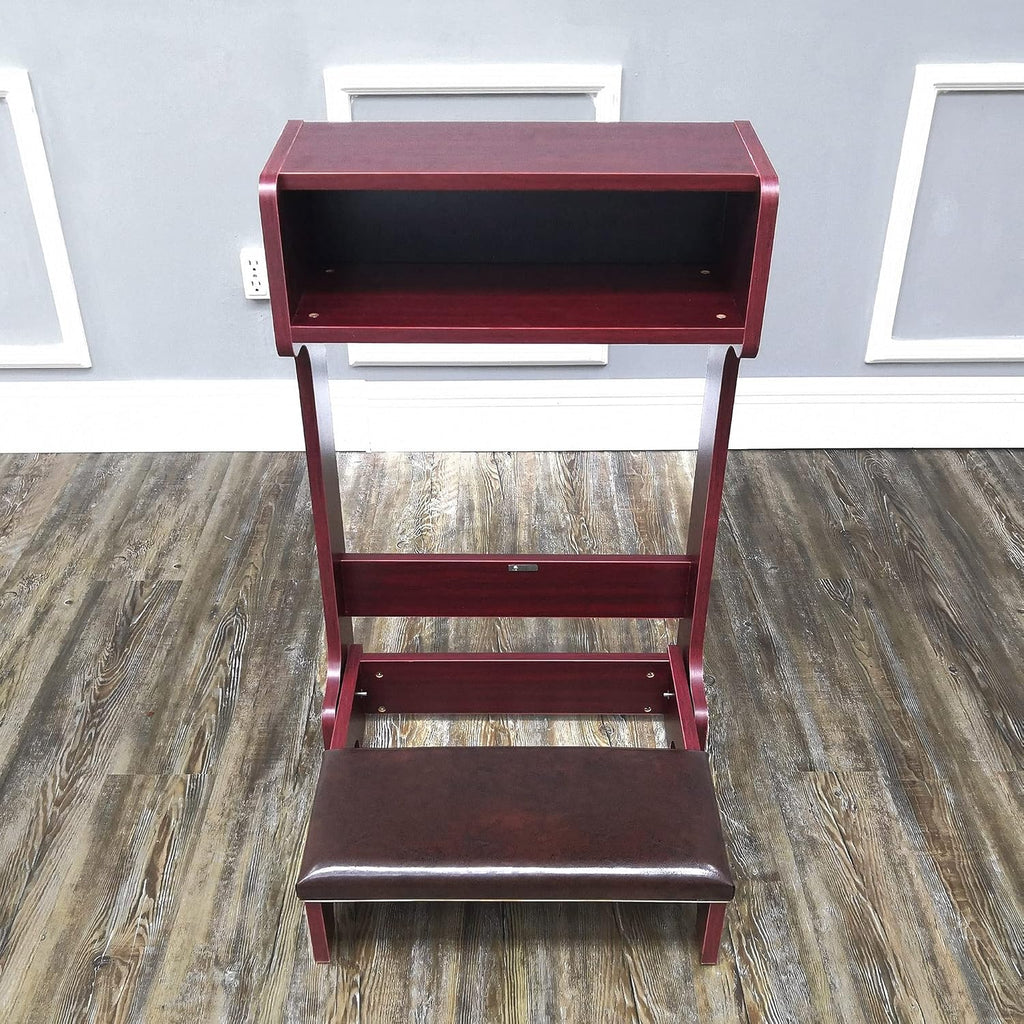 FixtureDisplays 32X20X20" Prayer Bench, Padded Kneeler with Book Shelf, Easy Fold-Away Prayer Table Chair 10104