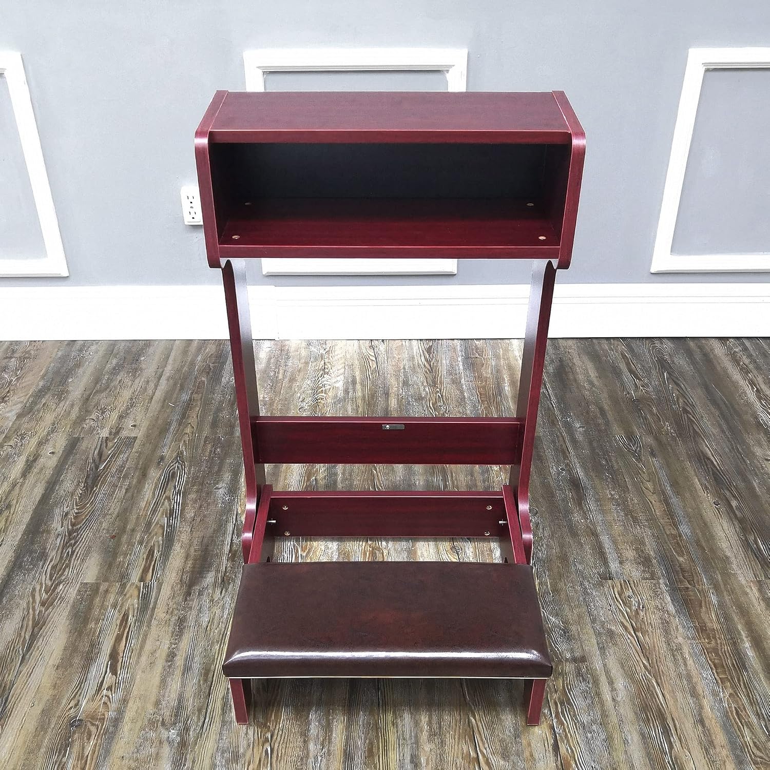 FixtureDisplays 32X20X20" Prayer Bench, Padded Kneeler with Book Shelf, Easy Fold-Away Prayer Table Chair 10104