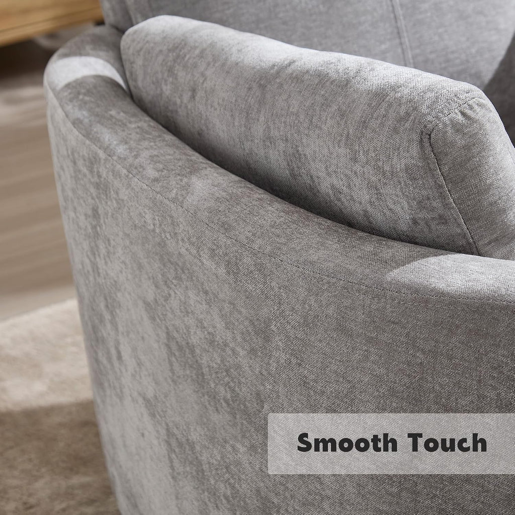 Manual Recliner 360°Swivel Glider Rocking Chair,Nursery Adult Rocker Glider Chair Upholstered Recliner with 2 Pillows for Living Room Bedroom Nursery(Light Grey, Manual Operation)
