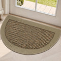Half Circle Door Mat Indoor Entrance Welcome, Non-Slip Washable Doormat, Trap Dirt and Moisture, Low Profile Mats for Indoor Entry, 17"x30", Beige
