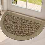 Half Circle Door Mat Indoor Entrance Welcome, Non-Slip Washable Doormat, Trap Dirt and Moisture, Low Profile Mats for Indoor Entry, 17"x30", Beige