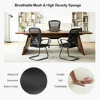 Okeysen Waiting Room Guest Chairs Set of 2, Mesh Mid Back Office Reception Chair with Arms, Office Desk Chair with Sled Base No Wheels, for Office Meeting, Conference Room, Waiting Area, Lobby