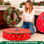 36 Inch Wreath Storage Container, 1 Pack Deluxe Wreath Storage Bag with Dual Zippers, Easy Access Christmas Wreath Storage Bag with Carry Handles and Clear Label Pocket