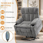 Korser Oversized Dual Motor Power Lift Recliner Chair for Elderly with Massage & Heat, Extra Wide Lift Chair with Adjustable Headrest, Electric Recliner with Storebox, Cupholder, USB, Type C, Grey