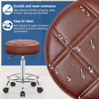 Brick Attic PU Leather Rolling Stool with Wheels, Adjustable Swivel Stool with Footrest, 360° Rolling Stool for Tattoo, Salon, Massage, Medical, Office, Home Kitchen, Vintage Rust
