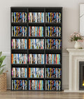 DVD Shelf Storage, 9-Tier Media Storage Cabinet with Adjustable Shelves CD Cabinet Media Tower for DVDs CD Holder, Books, Games, Blue Rays, Black