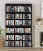 DVD Shelf Storage, 9-Tier Media Storage Cabinet with Adjustable Shelves CD Cabinet Media Tower for DVDs CD Holder, Books, Games, Blue Rays, Black