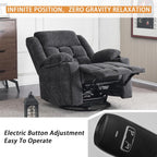 Ketaiyou Power Swivel Rocker Recliner Chair for Adults with Massage and Heat, USB and Type-C Ports, Infinite Position, Electric Glider Reclining Single Sofa Chair for Living Room (Dk Gray)