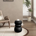 Black Concrete Side Table Unique Sculptural End Table, 19” Tall Handmade Cement Accent Table, Curved Drum Pedestal End Table for Living Room, Bedroom, or Covered Patio