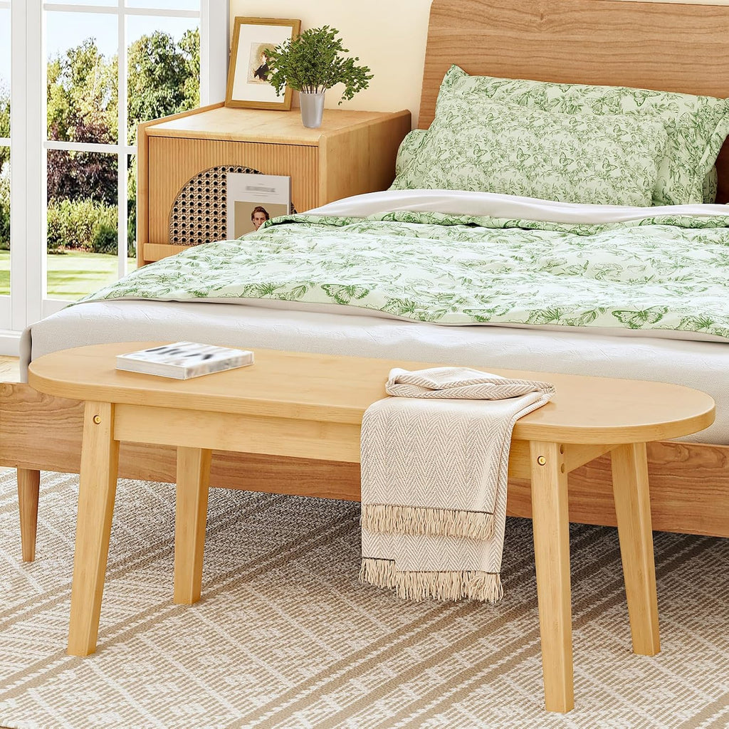 HOOBRO 39.4'' Dining Bench, Farmhouse Kitchen Table Bench, Bamboo Entryway Bench, Sturdy Dining Room Bench, Easy to Assemble, Wooden Bench for Living Room, Hallway, Bedroom, Bathroom, Natural YL19CD01