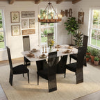 Black Dining Chair Set of 2, Modern Boucle High Back Upholstered Kitchen Chairs with Black Metal Legs for Dining Room Kitchen Living Room