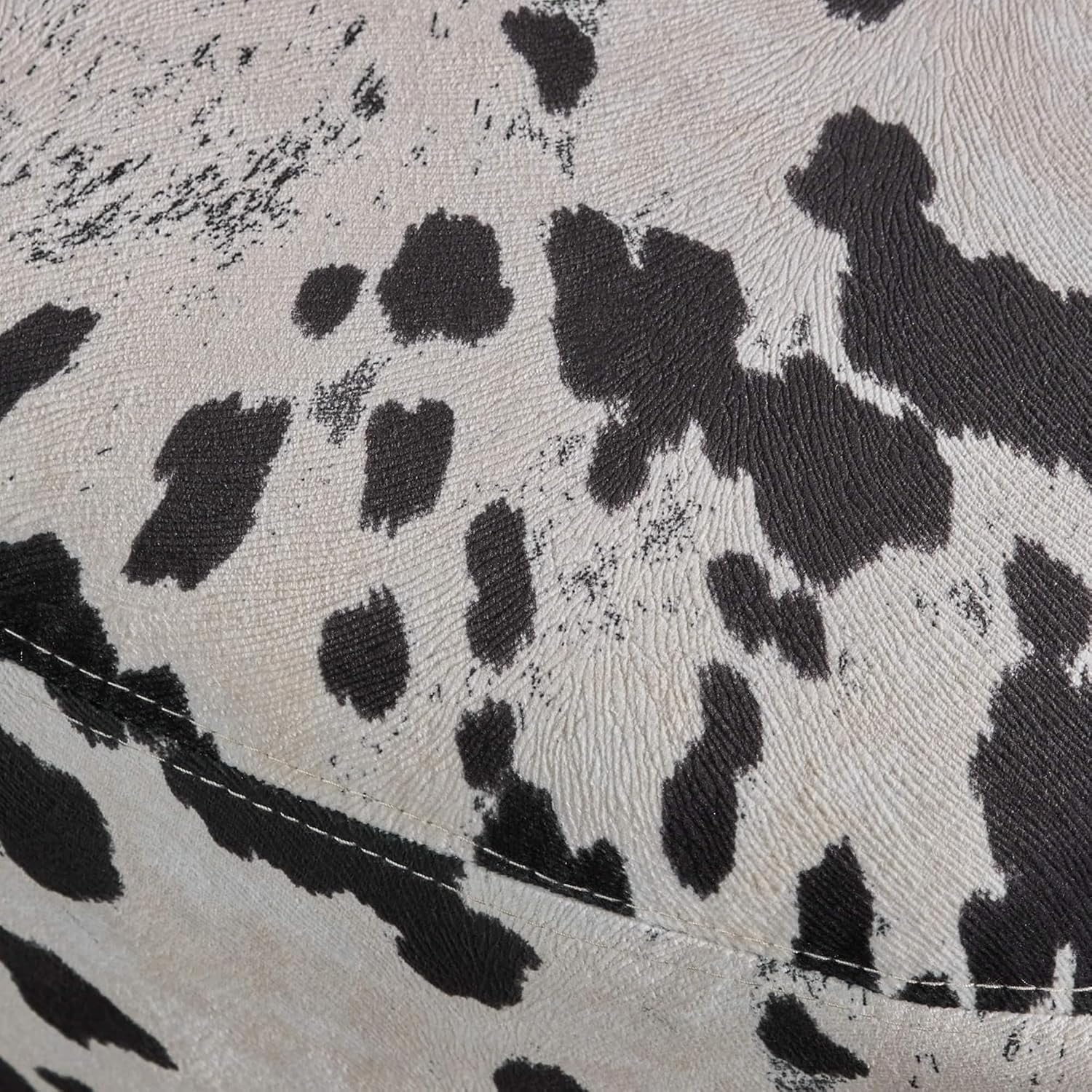 Black and White Velvet Cow Shaped Ottoman, Cute Wood Foot Stool Shoes Changing Seat with Cushioned for Adult Living Room, Bedroom, Nursery Gameroom, Playroom, Porch Furniture