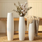 Large Floor Ceramic Vase 17.7 Inches Tall,White Modern Flower Tall Vases for Office, Home,Farmhouse,Living Room Décor,Simple Origami Design Fall Decorative Porcelain Flower Arrangement Vase Ideal Gift