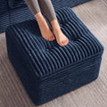 23.6in Pouf Ottoman, Corduroy Ottoman Foot Rest with Dual‑Layer Support, Large Poofy Pouf with Soft Chunk‑Foam Top & Firm Foam Base, Floor Foot Stool for Living Room, Blue