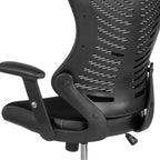 Flash Furniture Waylon High Back Designer Black Mesh Drafting Chair with LeatherSoft Sides and Adjustable Arms