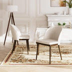 Upholstered Dining Chairs Set of 4 - Modern Dining Room Chairs, Mid-Back Restaurant Kitchen Chairs with Wooden Legs, Beige