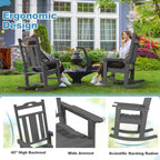 nalone Outdoor Rocking Chairs Set of 2, Oversized Porch Rocker Chair for Adult, All-Weather Resistant Patio Rocking Chair for Garden Lawn(Grey)