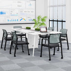 Giantex 10-Pack Waiting Room Chair Set, Rolling Office Desk Chairs with PU Wheels, Armrests, Stackable Guest Chair for Office, School, Lobby,Reception, Conference, Grey