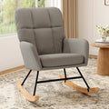 Rocking Chair Nursery High Back Glider Rocker Chair Indoor for Adult | 20" Wide Seat Fleece Upholstered Solid Wood Legs Comfy Gentle Rock for Living Room Bedroom Nursing Room Reading Nook