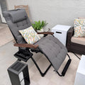 PURPLE LEAF Oversized Outdoor Reclining Chair Patio Zero Gravity Chaise Lounge Folding Chair with Removable Cushion Adjustable Headrest for Lawn Camping Beach Pool Grey