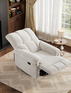 GarveeHome Recliner Chair, 360° Swivel Rocker Glider Nursery Chair with Padded Armrest and Deep Seat, Chenille Upholstered Reclining Sofa Chair for Living Room, Bedroom and Nursery(Cream)