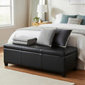 SIMPLIHOME Avalon Storage Ottoman Bench - 48 inch Wide Upholstered Vegan Leather Rectangle Storage Ottoman Bench in Carbon Black, Contemporary Ottoman for Living Room or Entryway with Lift-Up Lid