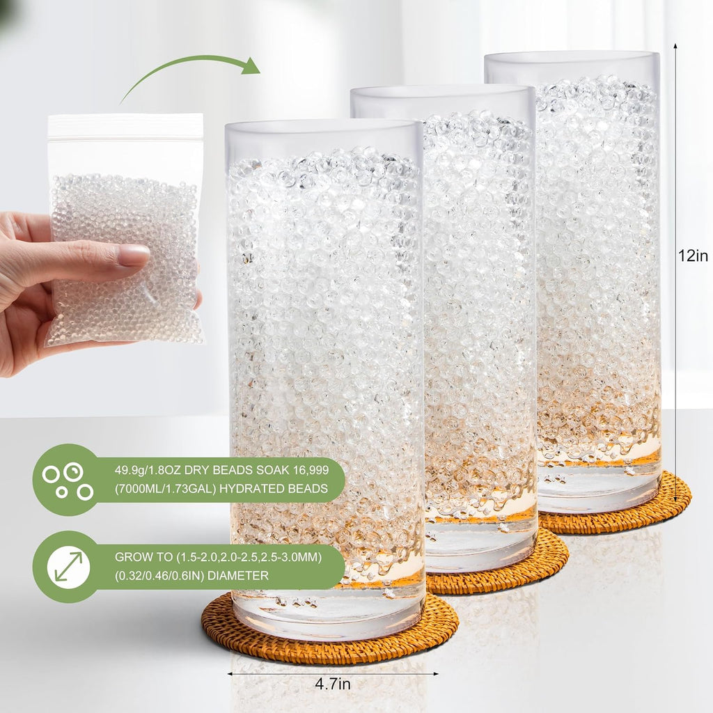 ANZON MORIES Clear Deco Granules 3 Size Options (Trial Pack), Wedding Centerpiece Table Home Decoration (16999, L 0.47-0.6in)