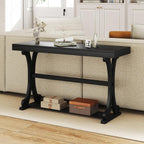 Giantex 52" Narrow Console Table, Vintage Accent Entryway Table with Open Storage Shelf, Long Wooden Behind Couch Sofa Table with Anti-tip Kit for Small Spaces Living Room Hallway (Black)