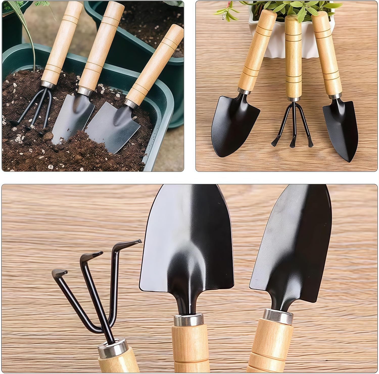 1SET 29" PE Plant Mat & 3PCS Iron Tool Set - Waterproof Repotting Kit for Succulent Gardening, Green