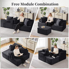 Korser Cloud Modular Sectional Sofa with L-Shaped, Boneless Couches for Living Room, Fluffy Comfy Corduroy Deep Seat with Ottoman, Bedroom, Apartment, No Assembly Required