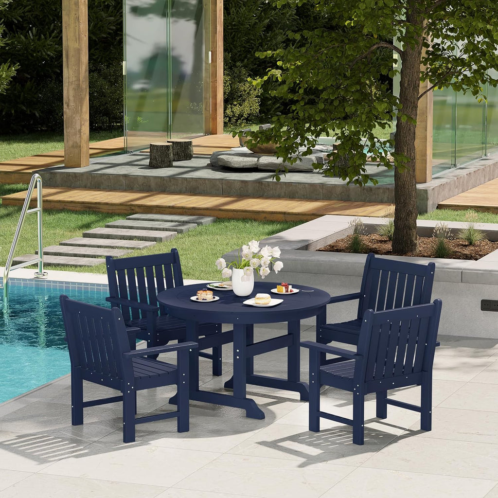 WestinTrends Malibu Outdoor Patio HDPE Adirondack Dining Arm Chair, Navy Blue