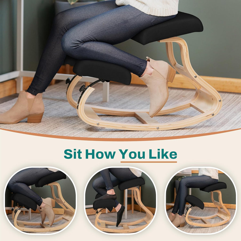 NYPOT Ergonomic Kneeling Chair with Adjustable Seats - Knee Chair for Posture Correction & Kneel Rocking Stool for Desk - Back Pain Relief and Support for Home and Office