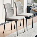 Dining Chairs Set of 4, Mid Century Modern Fabric Upholstered Kitchen Chairs, Light Brown Dining Room Chair with Sticthing Back for Kitchen Dining Room