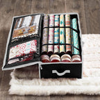ZOBER Gift Wrapping Paper Organizer Storage - 40" Gift Wrap Storage Containers with Interior Pockets for Bows, Tags & Ribbons - Wrapping Paper Holder, 600D Oxford, Fits 24 Standard Rolls, Black/White