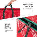 ZOBER Christmas Tree Storage Bag - With 2 Ornaments Accessories/Garland Bags - Fits 7.5 Ft Trees - Plastic, Waterproof Christmas Tree Bag For Storage Box For Xmas - Strong, Durable Handles - Red